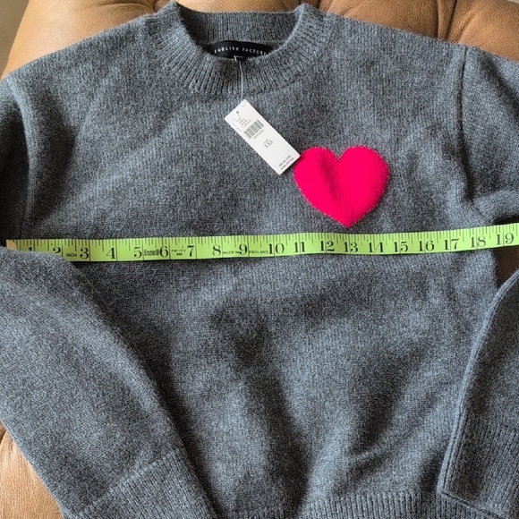 Anthropologie English Factory Gray Sweater with Red Heart - Picture 3 of 4